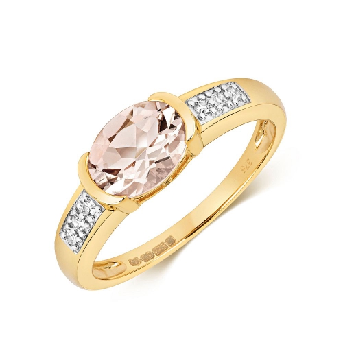 4 Prong Oval Yellow Gold Morganite Gemstone Engagement Rings