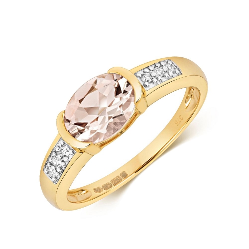 4 Prong Oval Yellow Gold 8x6mm accented diamond and Naturally Mined Diamond Engagement Rings