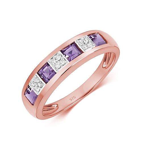 Channel Setting Princess Rose Gold Cluster diamond and princess Lab Grown Diamond Rings