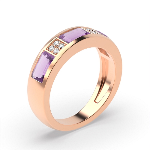 Channel Setting Baguette Rose Gold Cluster diamond and baguette Lab Grown Diamond Rings