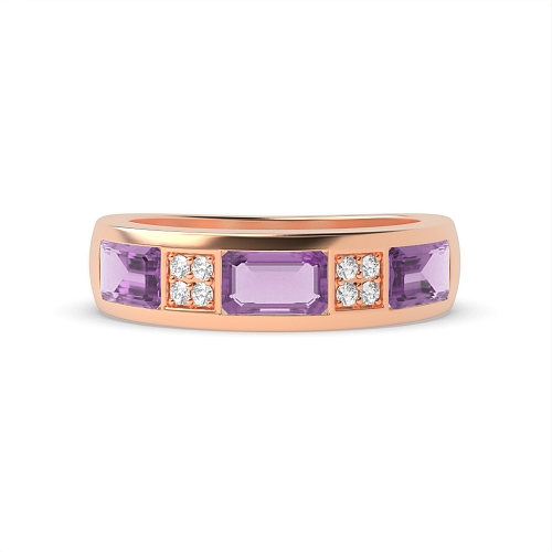 Channel Setting Baguette Rose Gold Cluster diamond and baguette Lab Grown Diamond Rings