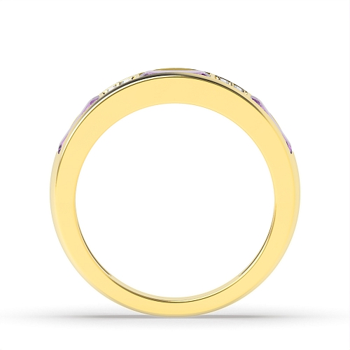 Channel Setting Baguette Yellow Gold Cluster diamond and baguette Lab Grown Diamond Rings