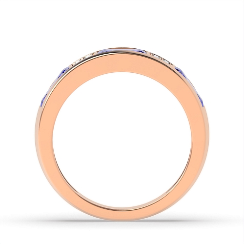 Channel Setting Emerald Rose Gold Cluster diamond and baguette Lab Grown Diamond Rings