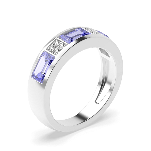 Channel Setting Emerald Cluster diamond and baguette Naturally Mined Gemstone Diamond Rings