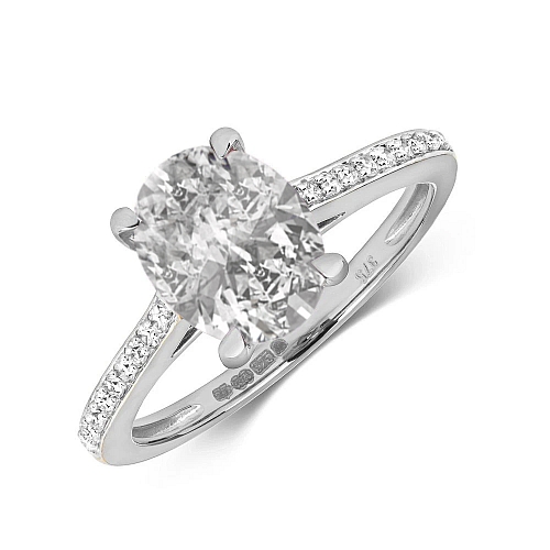 4 Prong Oval 9x7mm accented diamond and Gemstone Engagement Rings