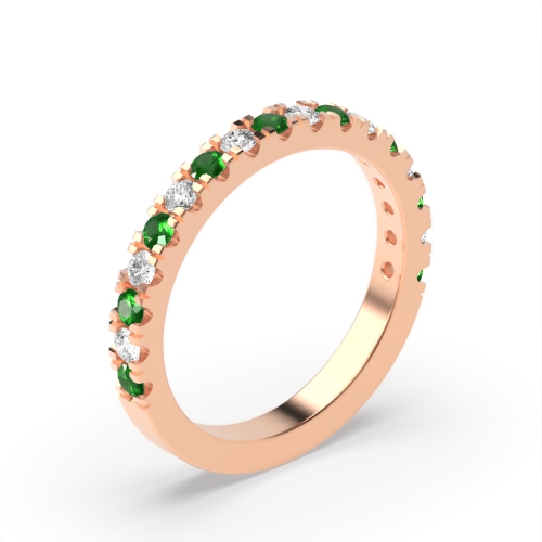 Buy Claw Set Half Eternity Diamond And Emerald Ring - Abelini