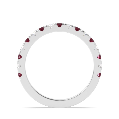 4 Prong Round Zenith Bands Ruby Gemstone Diamond Ring