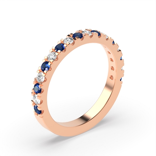 4 Prong Round Rose Gold Zenith bands Diamond Rings