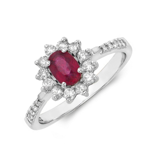 4 Prong Oval Flower style halo diamond and Naturally Mined Diamond Gemstone Engagement Rings