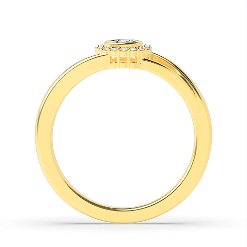 Bezel Setting Round Yellow Gold Illusion split shoulder Engagement Rings