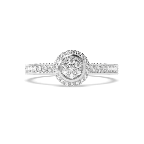 4 Prong Round Milligrain halo cluster Moissanite Engagement Rings