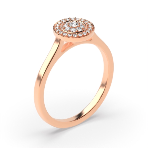 4 Prong Round Rose Gold Miligrain Engagement Rings