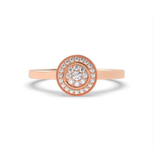 4 Prong Round Rose Gold Miligrain Engagement Rings