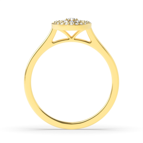 4 Prong Round Yellow Gold Cluster Diamond Ring