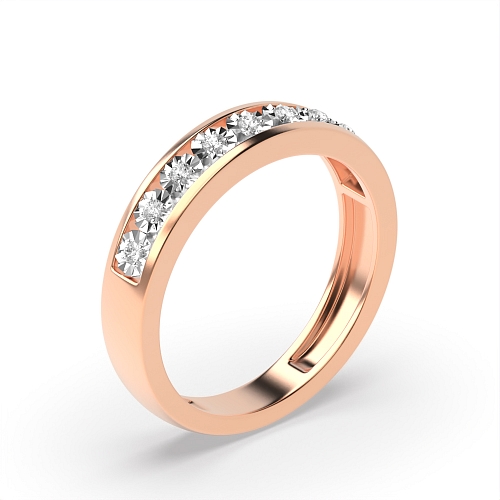 Channel Setting Round Rose Gold Channelled illusion set Illusion Set Diamond Rings
