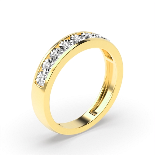Channel Setting Round Yellow Gold Channelled illusion set Illusion Set Diamond Rings