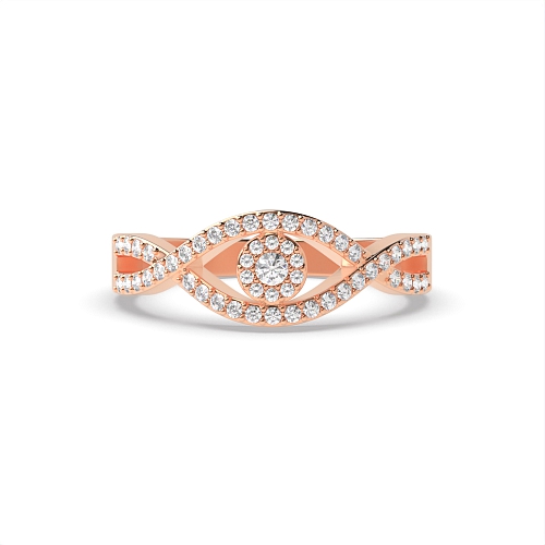 4 Prong Round Rose Gold shoulder cluster Twisted Engagement Rings