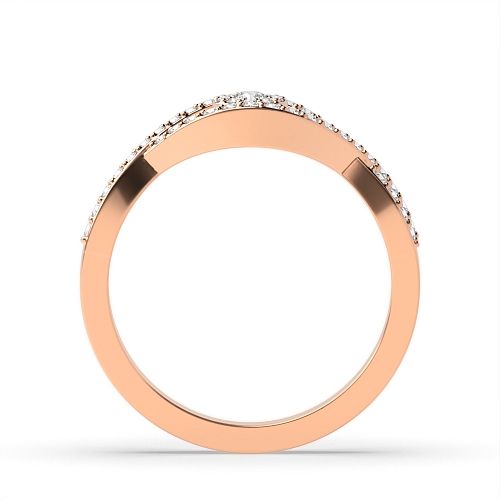 4 Prong Round Rose Gold shoulder cluster Twisted Engagement Rings