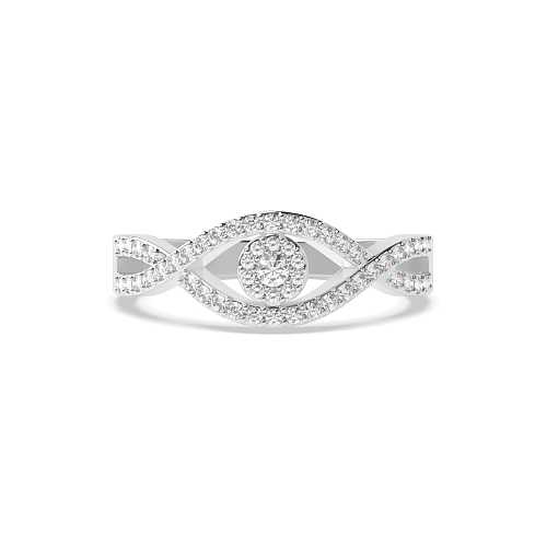 4 Prong Round Silver Twisted shoulder cluster Unusual Engagement Rings