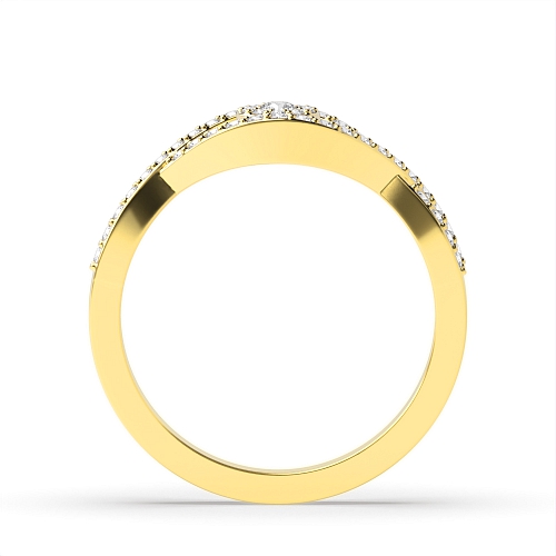 4 Prong Round Yellow Gold shoulder cluster Twisted Engagement Rings