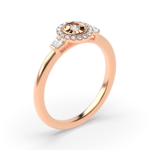 4 Prong Round Rose Gold Zenith-Spark illusion Vintage Wedding Engagement Rings