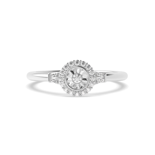 4 Prong Round Illusion Moissanite Halo Diamond Ring