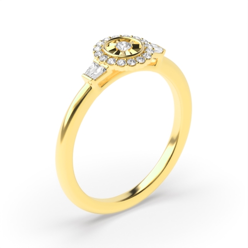 4 Prong Round Yellow Gold Zenith-Spark illusion Antique Engagement Rings