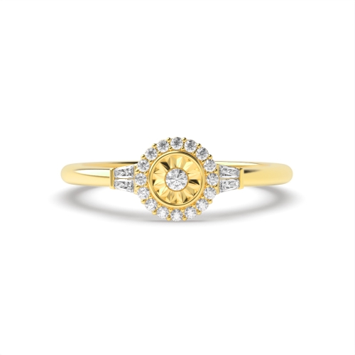 4 Prong Round Yellow Gold Zenith-Spark illusion Antique Engagement Rings