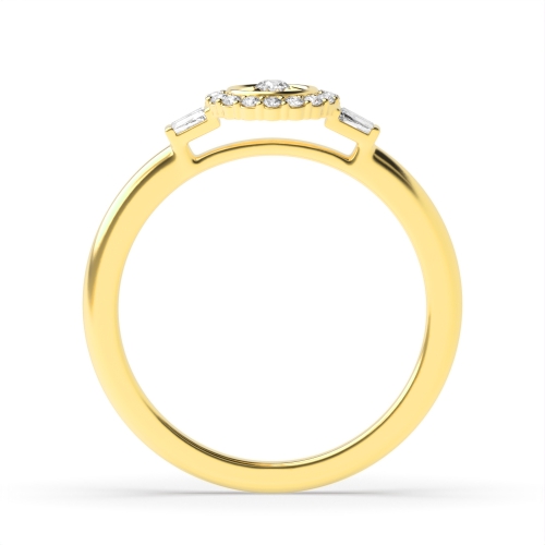 4 Prong Round Yellow Gold Zenith-Spark illusion Antique Engagement Rings