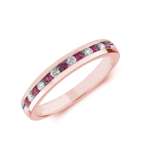 Channel Setting Round Rose Gold 2.00mm diamond and Lab Grown Diamond Rings