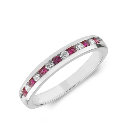 Channel Setting Round White Gold 2.00mm diamond and Naturally Mined Gemstone Diamond Rings