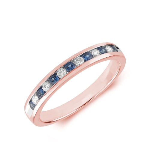 Channel Setting Round Rose Gold 2.00mm diamond and Lab Grown Diamond Rings