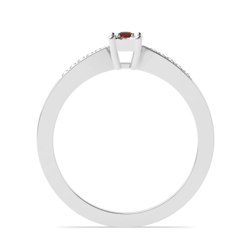 Round Garnet Side Stone Diamond Ring