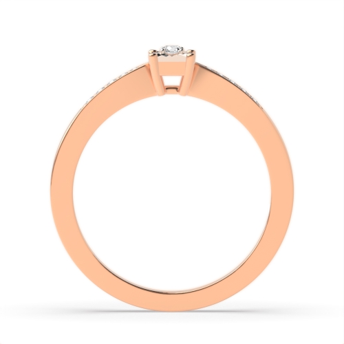 4 Prong Round Rose Gold Square shaped illusion set Illusion Set Engagement Rings