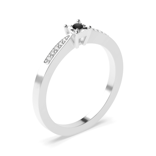 4 Prong Round Square shaped illusion set Black Diamond Engagement Rings