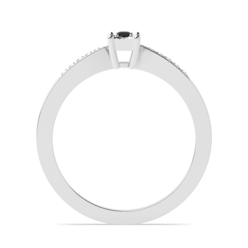 4 Prong Round Square shaped illusion set Black Diamond Engagement Rings