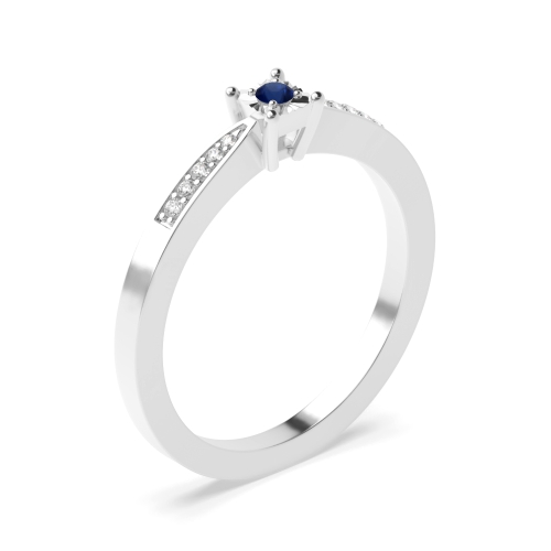 4 Prong Round Square shaped illusion set Blue Sapphire Engagement Rings