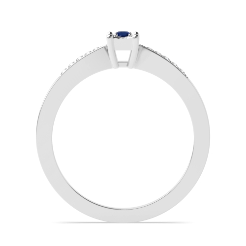 4 Prong Round Square shaped illusion set Blue Sapphire Engagement Rings