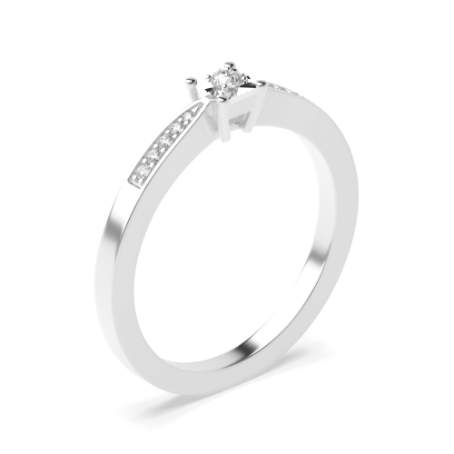 4 Prong Round Silver Square shaped illusion set Illusion Set Engagement Rings