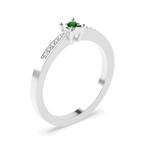 4 Prong Round Square shaped illusion set Emerald Engagement Rings
