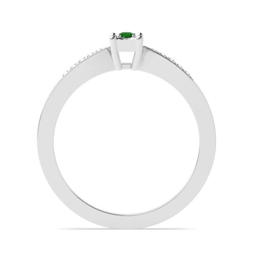 4 Prong Round Square shaped illusion set Emerald Engagement Rings