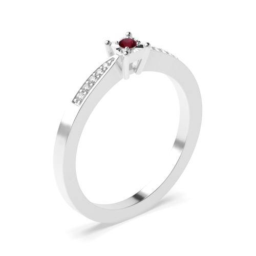 4 Prong Round Square shaped illusion set Ruby Engagement Rings
