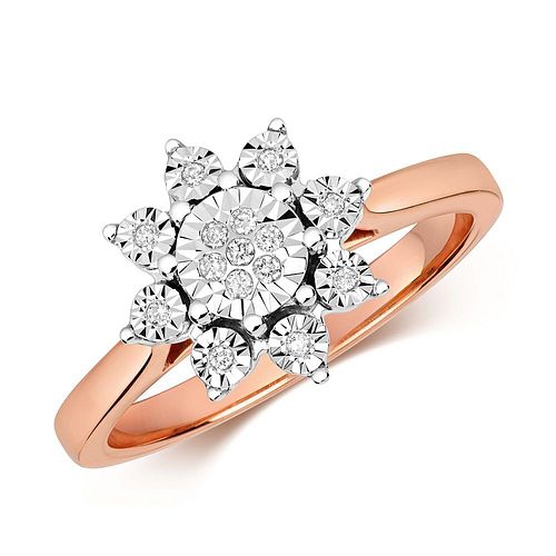4 Prong Round Rose Gold Cluster Engagement Rings