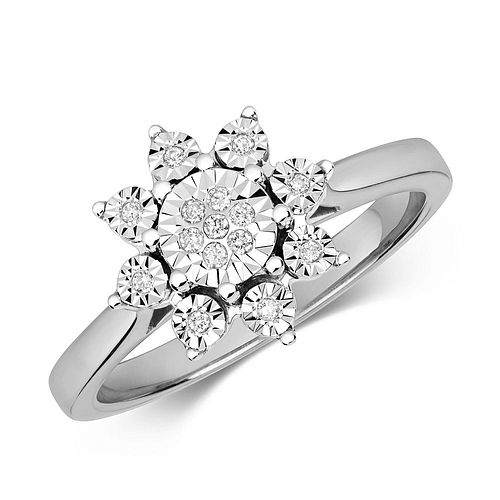 4 Prong Round White Gold Cluster Engagement Rings