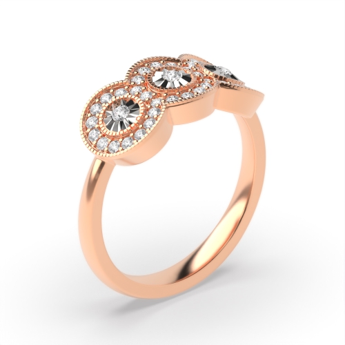 4 Prong Round Rose Gold illusion set Halo Engagement Rings