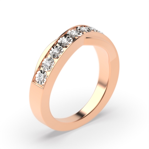 Channel Setting Round Rose Gold Illusion set Eternity Diamond Rings