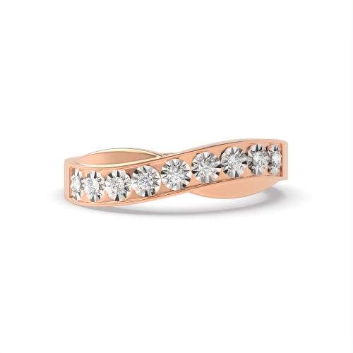 Channel Setting Round Rose Gold Illusion set Eternity Diamond Rings