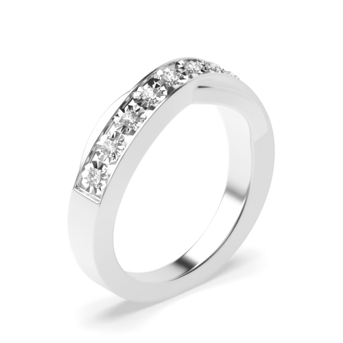 Channel Setting Round Platinum Illusion set Eternity Diamond Rings