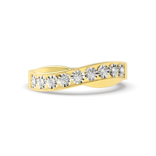 Channel Setting Round Yellow Gold Illusion set Eternity Diamond Rings