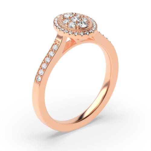 4 Prong Round Rose Gold Oval shaped halo Engagement Rings